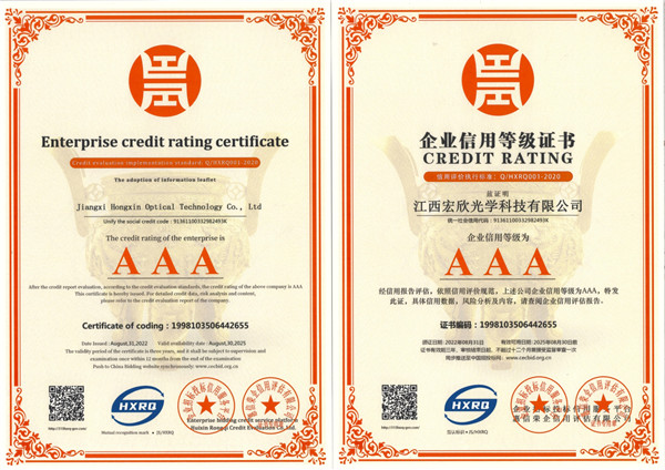 Enterprise credit rating certificate