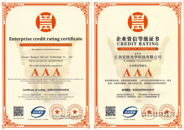 Enterprise credit rating certificate